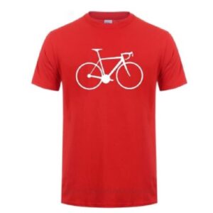 POLERA ALGODÓN ROJA ESTAMPADO BICICLETA BLANCA