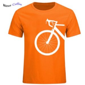 POLERA ALGODÓN NARANJA ESTAMPADO BICI BLANCA